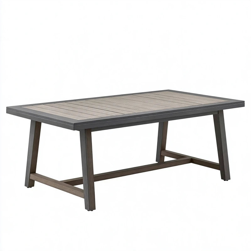 Gartentisch 180 x 90 cm Aluminium Kunststoffholz Grau Braun rechteckig