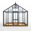 Gewächshaus 300 x 300 x 300 cm Aluminium Glas Schwarz mit Drehtür im klassischen Stil