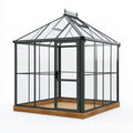 Gewächshaus 200 x 200 x 270 cm Metall und transparente Paneele Schwarz für Garten viktorianisch