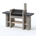 Gartengrill 160 x 70 x 210 cm aus Beton und Metall in Grau Schwarz mit Kamin