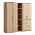 Kleiderschrank 180 x 55 x 200 cm Holzoptik mit 4 Türen 3 Schubladen und offenen Fächern