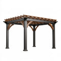 Pergola 300 x 300 cm aus Holz und Stahl Braun Schwarz für den Garten
