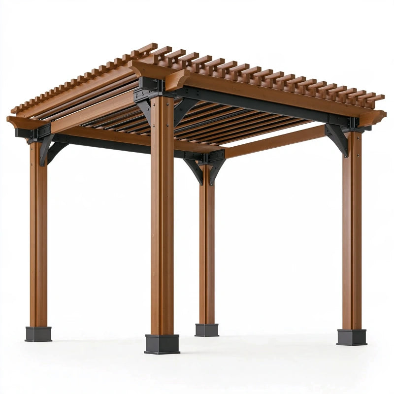 Pergola 300 x 300 x 250 cm Holz Braun für Garten mit offenem Lattendach