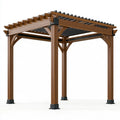 Gartenpergola 300 x 300 cm Metall Holzbraun mit Lamellendach für Terrasse