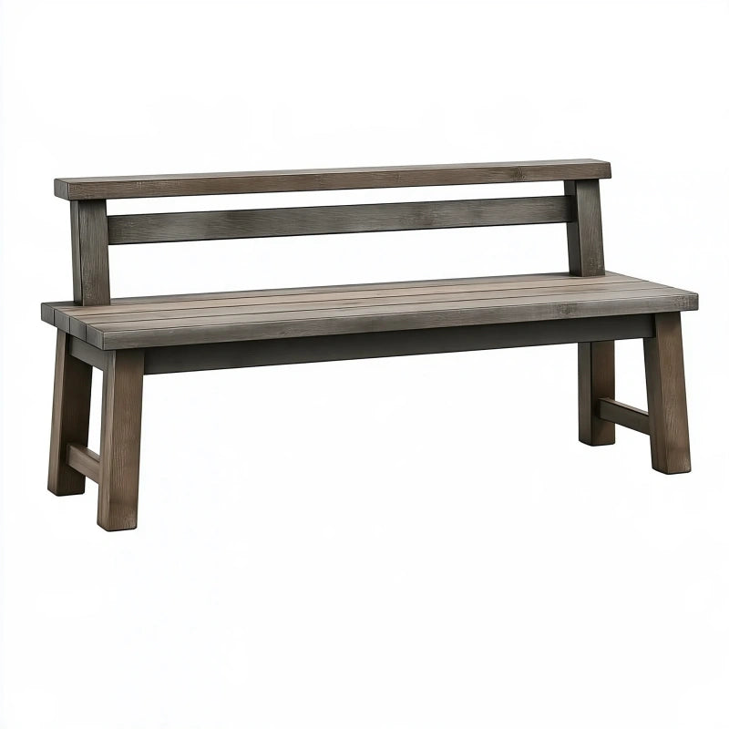 Gartenbank 150 x 60 x 90 cm Holz Dunkelbraun mit Rückenlehne